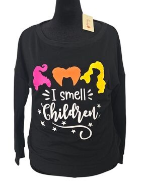 NWT Roshop Black Long-Sleeve Hocus Pocus Sweater Lg